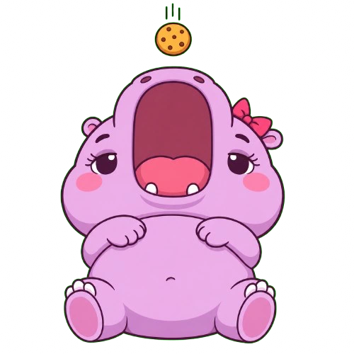 口あけカバのイラスト