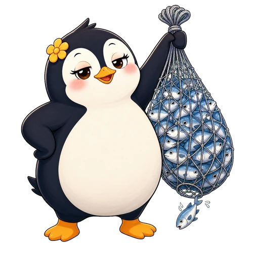 一網打尽ペンギンのイラスト